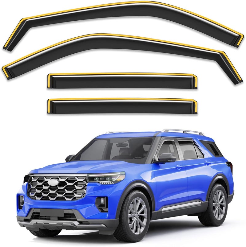 Breejoy in-Channel Window Rain Guards Fit for Ford Explorer 2020 2021 2022 2023 2024 2025 2026,Extra Durable Window Deflector Rain Guards Visor Vent Visors Vent Shades Car Accessories -4 pcs - Image 1